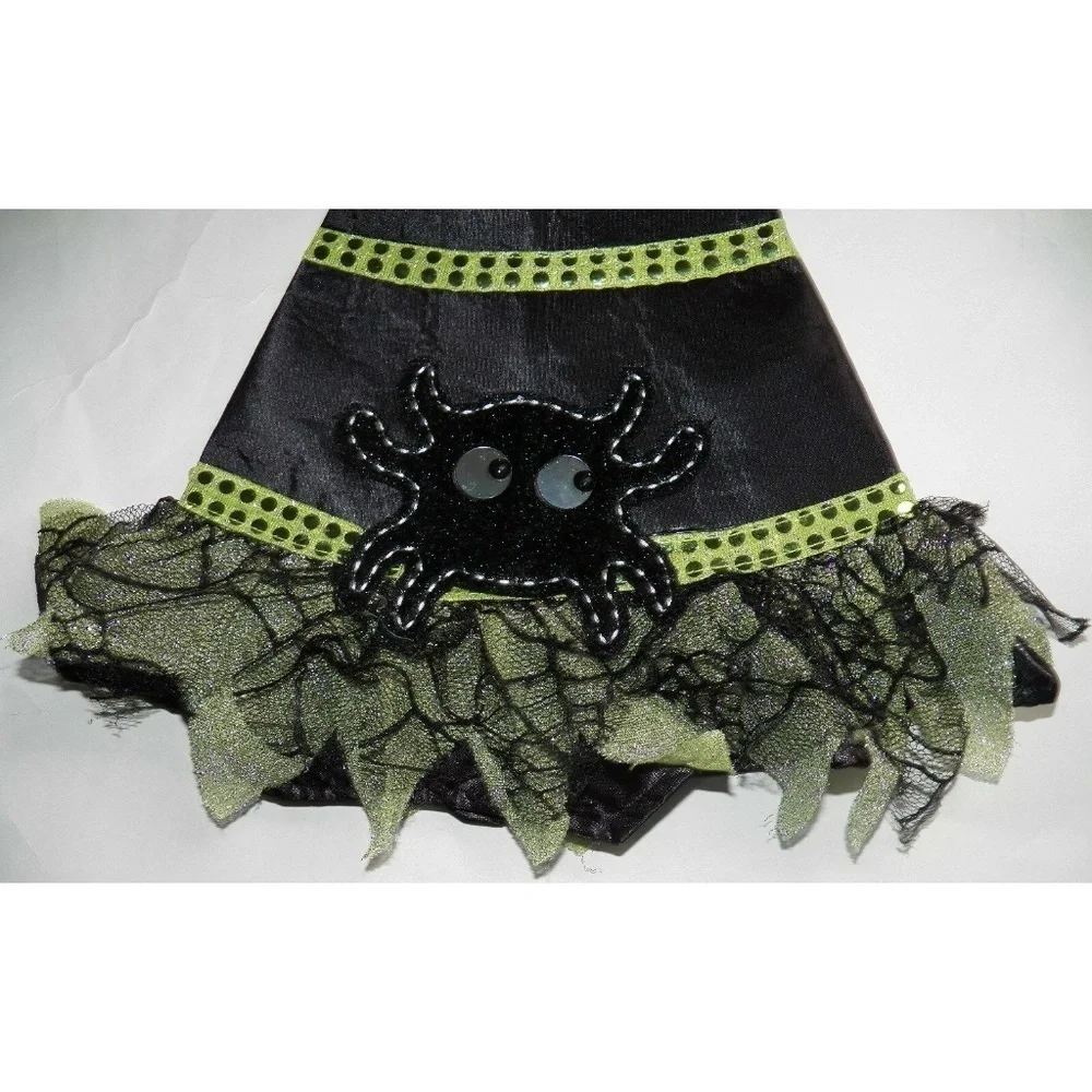 NWT Lot 3 Girls' Deluxe Witch Hat Black Spider Green Stripes Halloween Costume